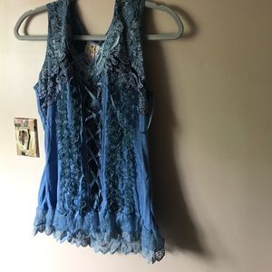 Pretty Angel Blue corset lace up top